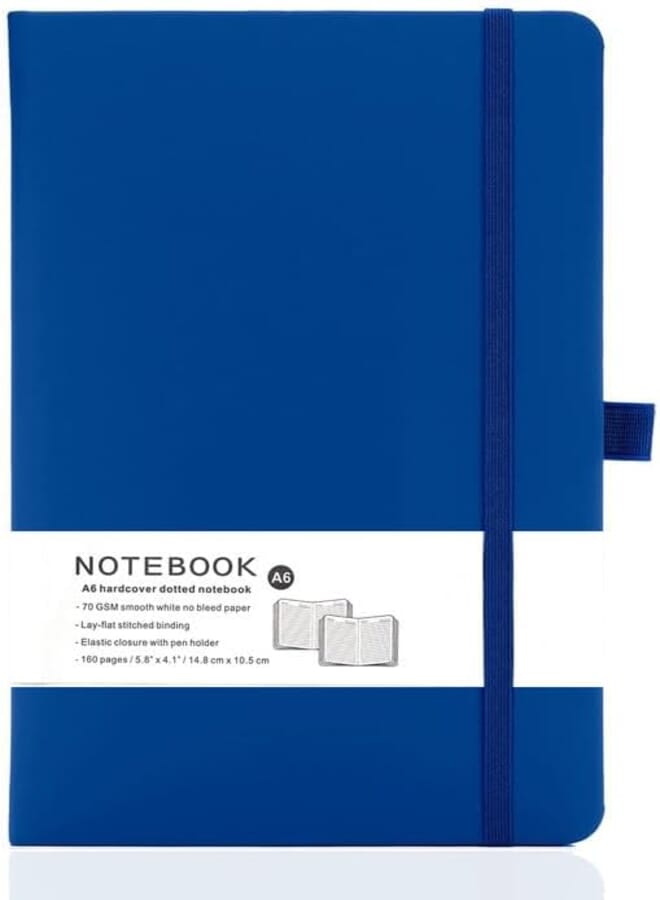 Yanek A6 Lined Notebook - Hardcover, 160 Pages, Writing Pad for Notes, Journals, Sketches, School, Office, and Personal Use - Durable, Portable, Pack of 1 (Blue)